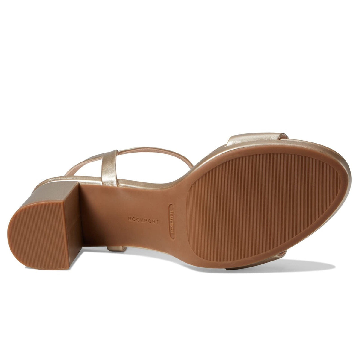 Rockport Tabitha Two-Strap Gold leather Women's Heeled Sandal Size 9.5 Wide