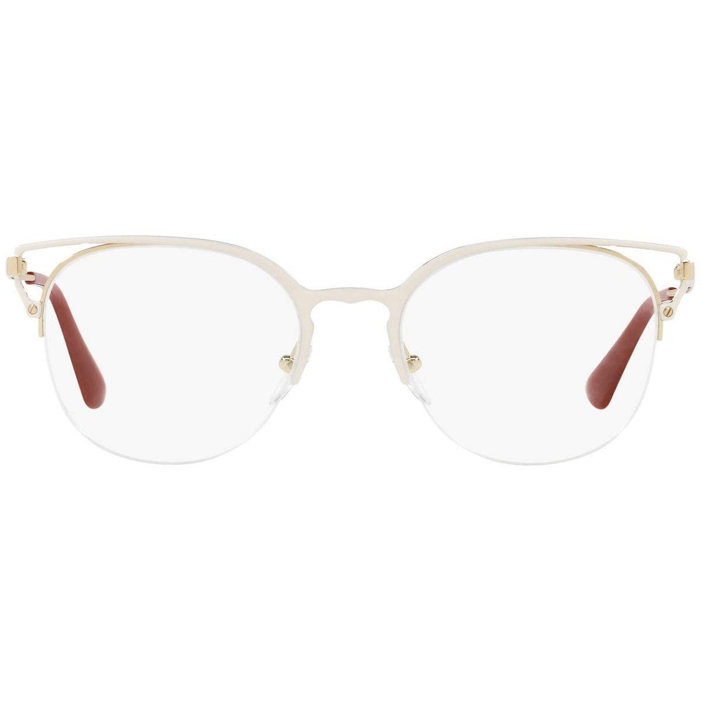 Authentic Prada Cat Eye Eyeglasses Ivory/Pale Gold /DemoLens PR64UV LFB1O1 Italy