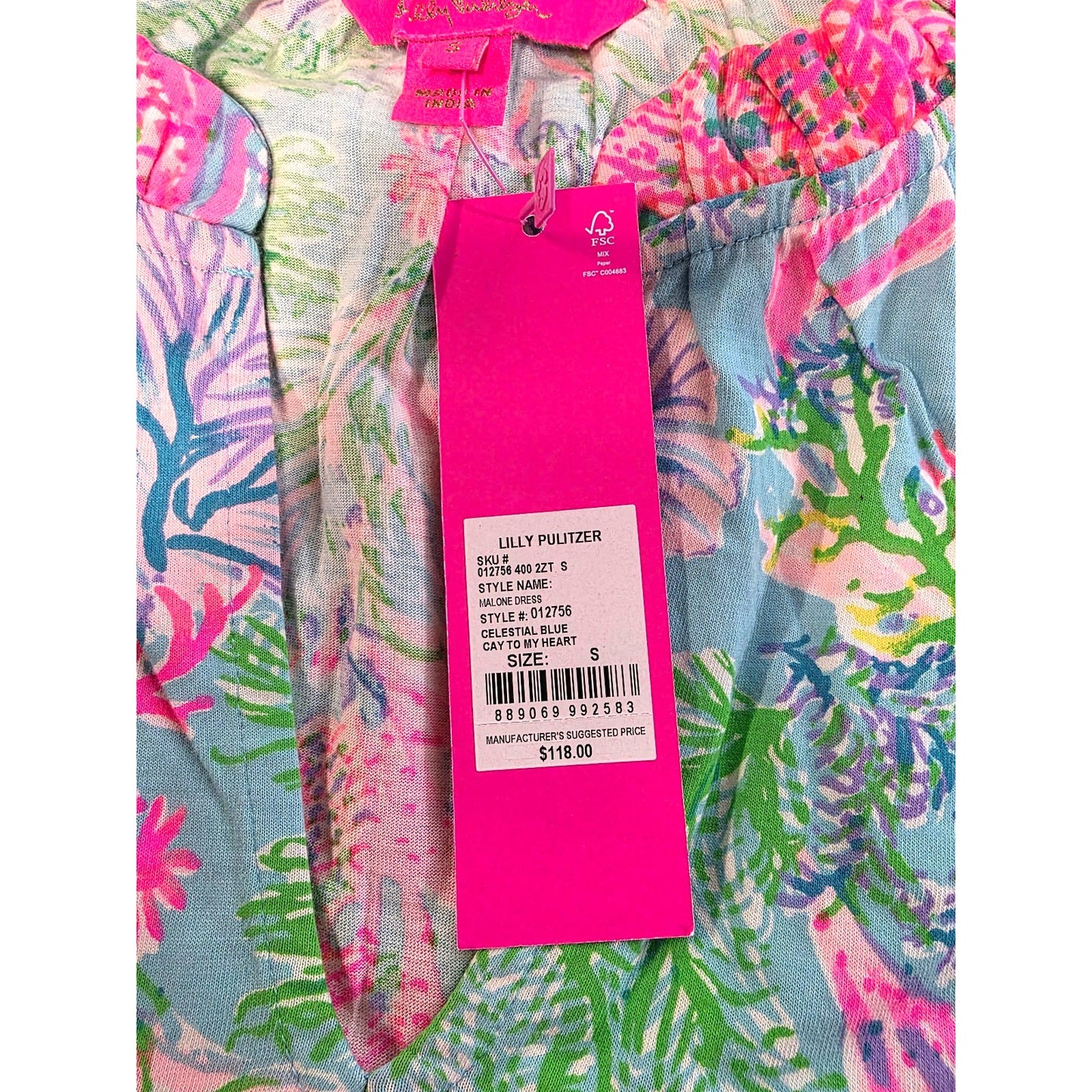 Lilly Pulitzer Malone Dress Womens SMALL Cay to My Heart Print Celestial Blue