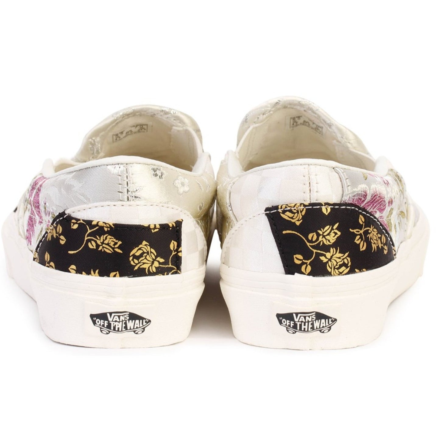 Vans Slip-On Shoes White Floral Patchwork Brocade Skate Textile Women Size 8