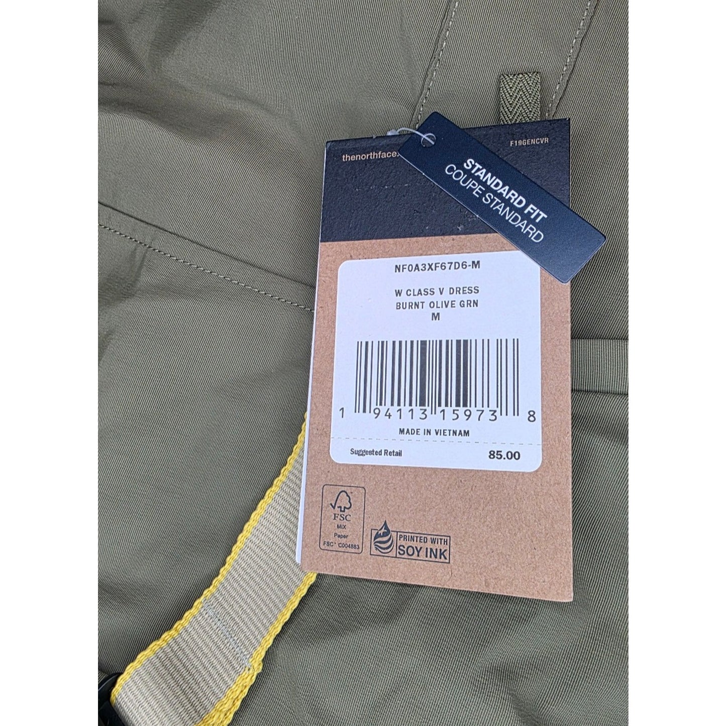 The North Face Class V Dress – Burnt Olive Green, Collared, Short Sleeve Medium