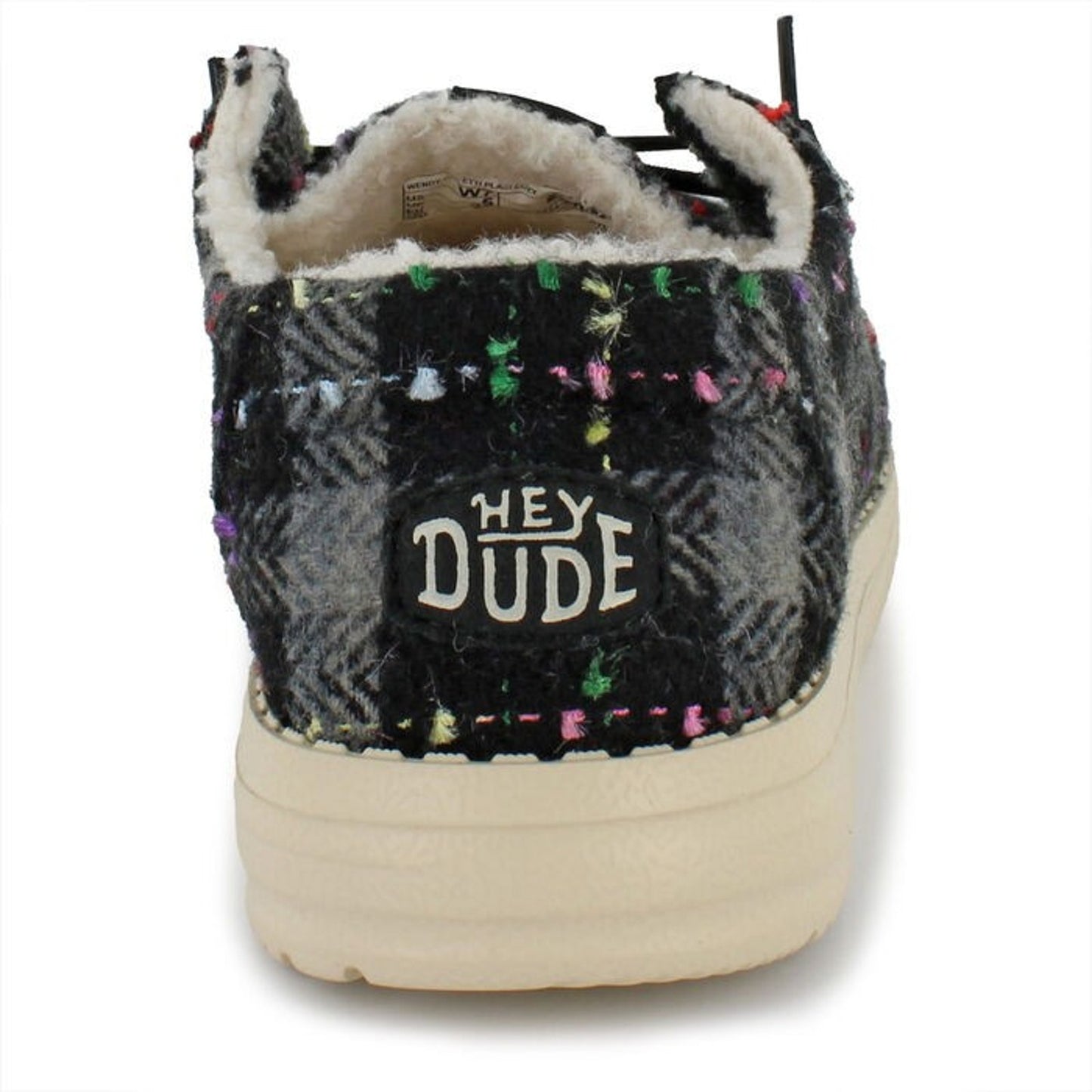 HEYDUDE Wendy Confetti Plaid Women's Shoes Cozy Black/Multi Size 10