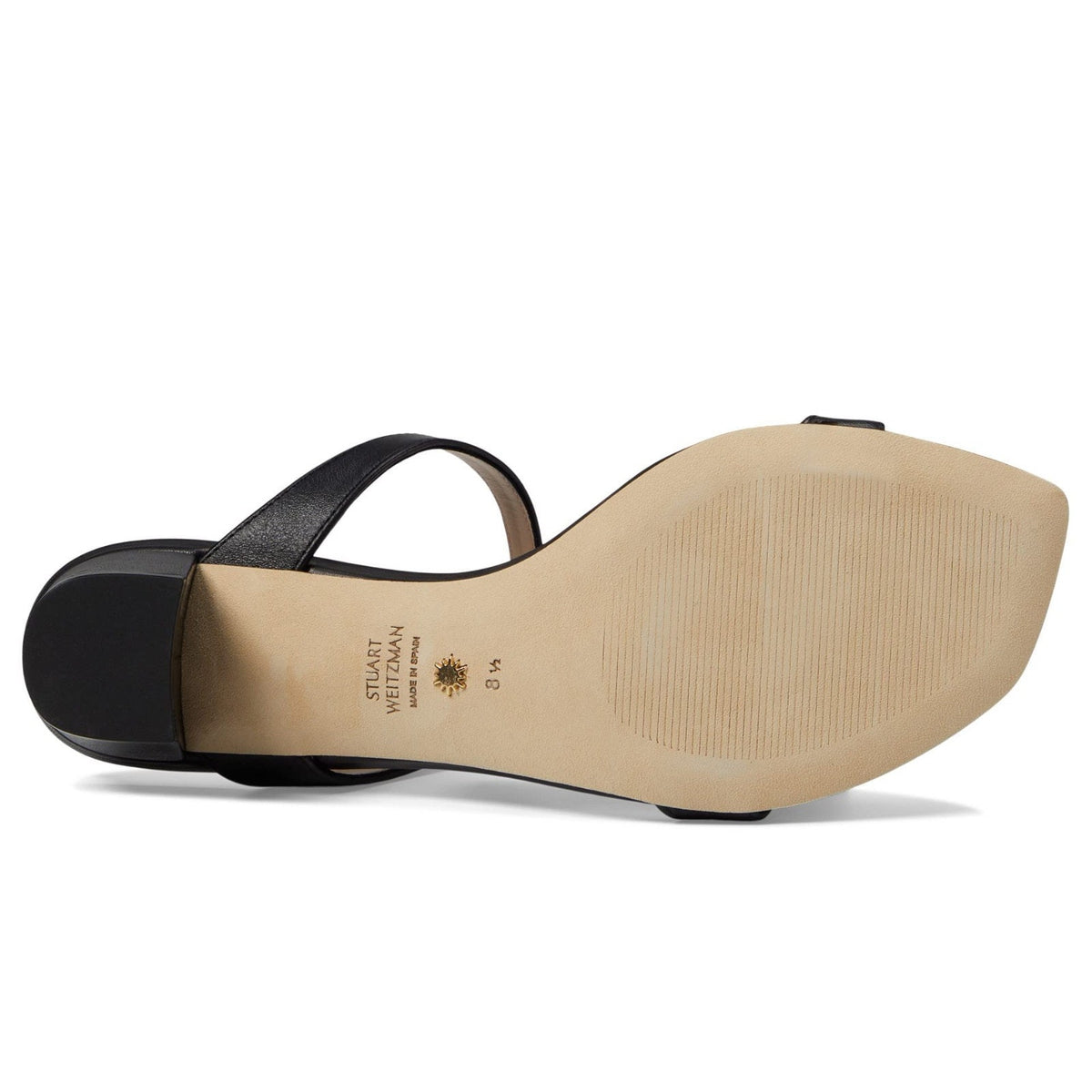 Stuart Weitzman Aleena 50 Block Women's Sandals Smooth Calf Leather Black 8