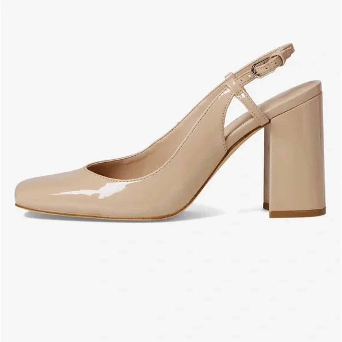 WOMEN MARC FISHER Valana Square Toe Shoes Block Heel Beige Size 7.5