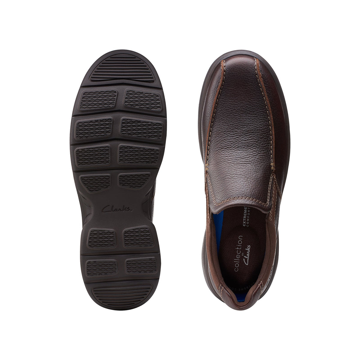 Clarks Mens Bradley Step Brown Tumbled Leather Casual Slip on Shoes Size 9 M