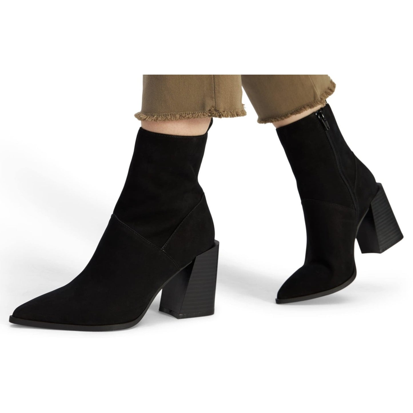 Aldo Bethanny Women Ankle Boots, Pointed Toe Block Heel Black Seuede Size 9 M