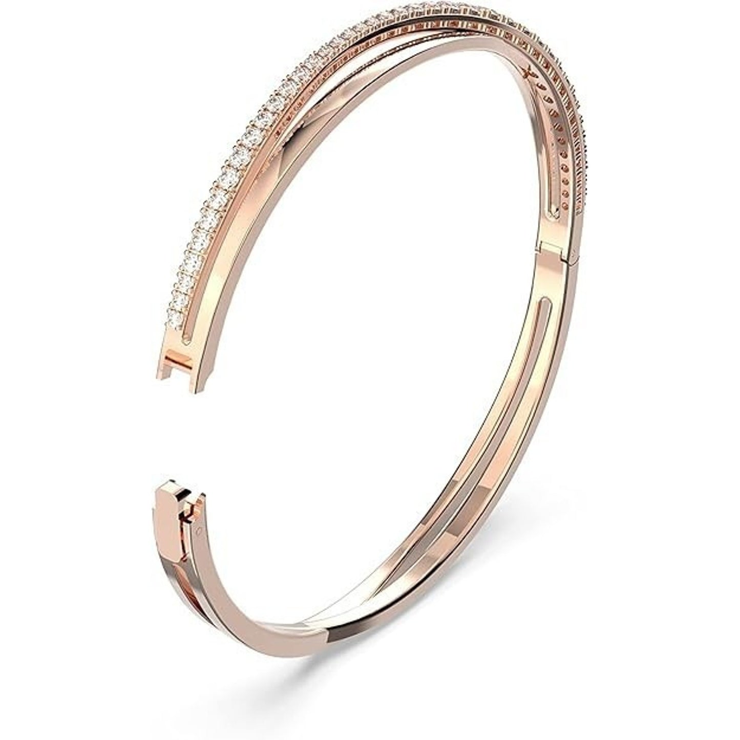 Swarovski Pulsera Twist Bangle Bracelet White, Rose Gold-Tone Plated 5620552 NIB