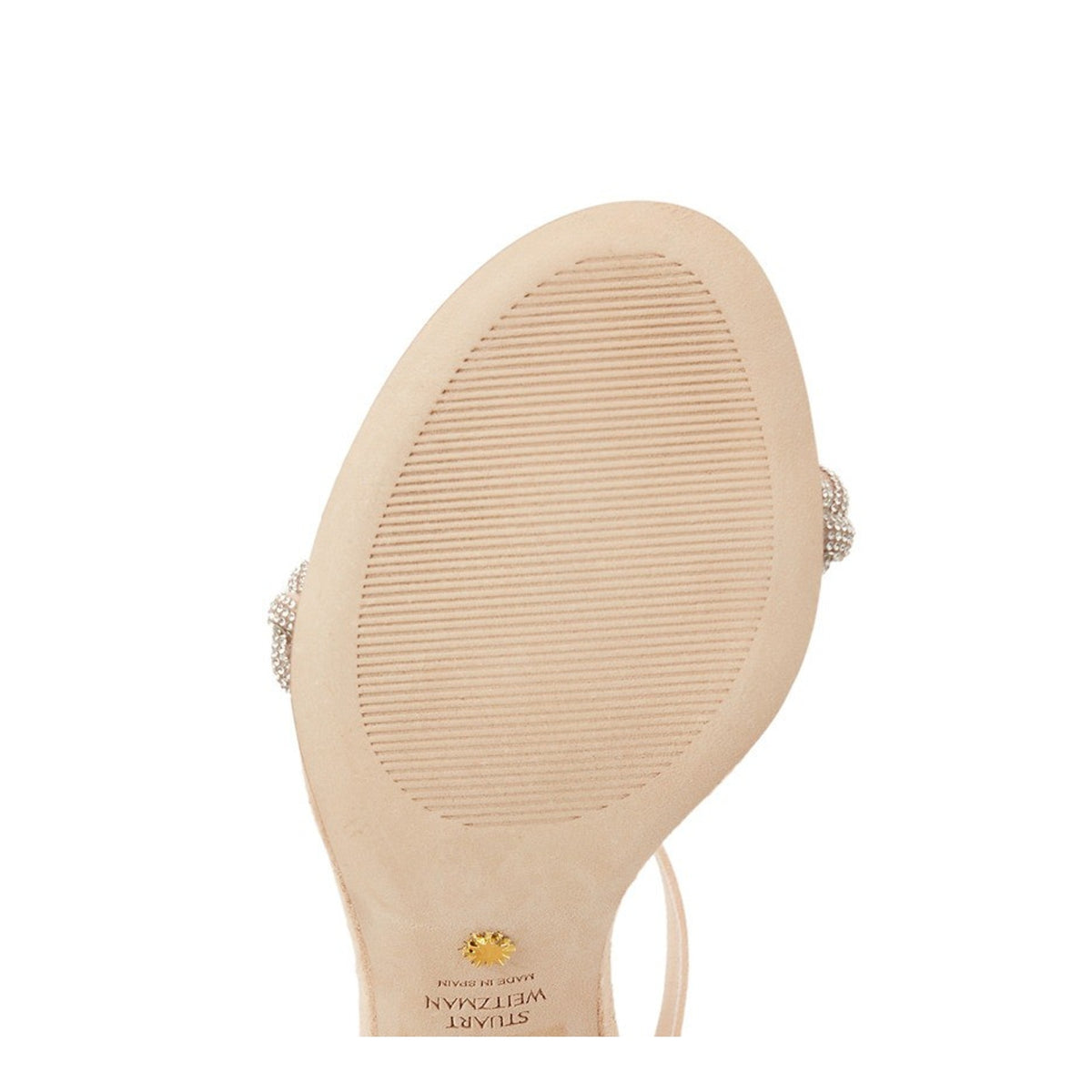 Stuart Weitzman Nearly Nude Hi Shine Women's Sandal Suede Leather Adobe 9 B