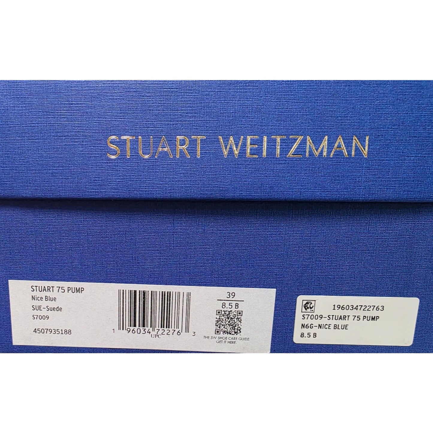 Stuart Weitzman Stuart 75 Stiletto Pumps Blue Suede Pointed Toe Size 8.5 B