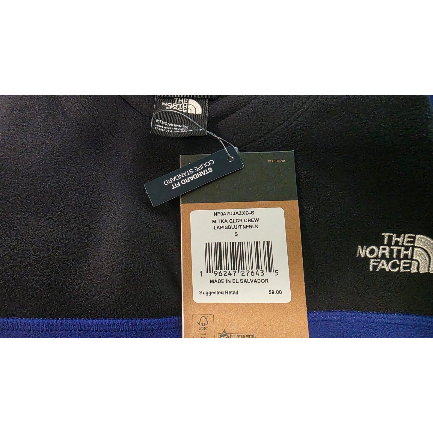 The North Face TKA Glacier Crew Lapis Blue/TNF Black Small