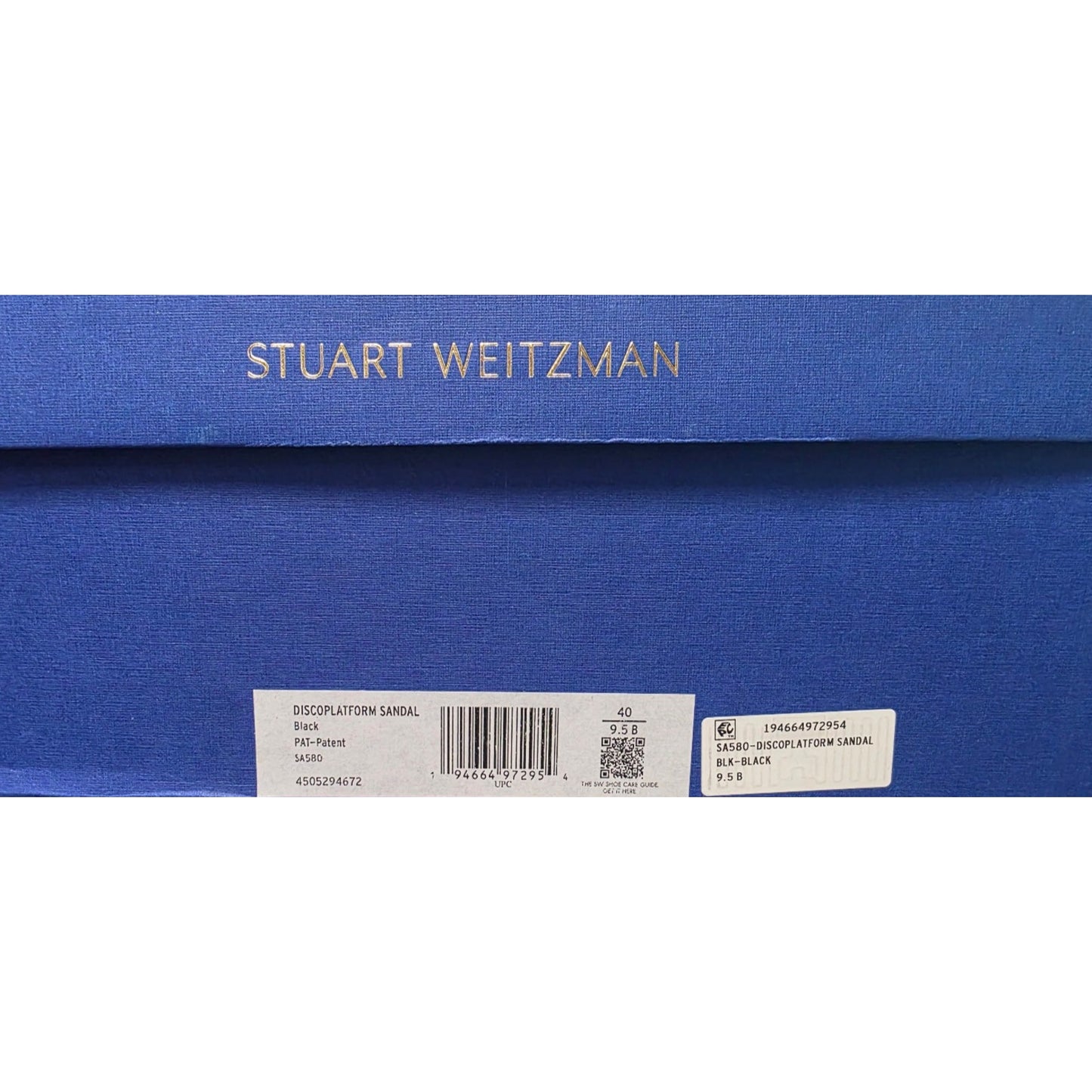 Stuart Weitzman Discoplatform Sandals Black Leather Women's Size 9.5 B