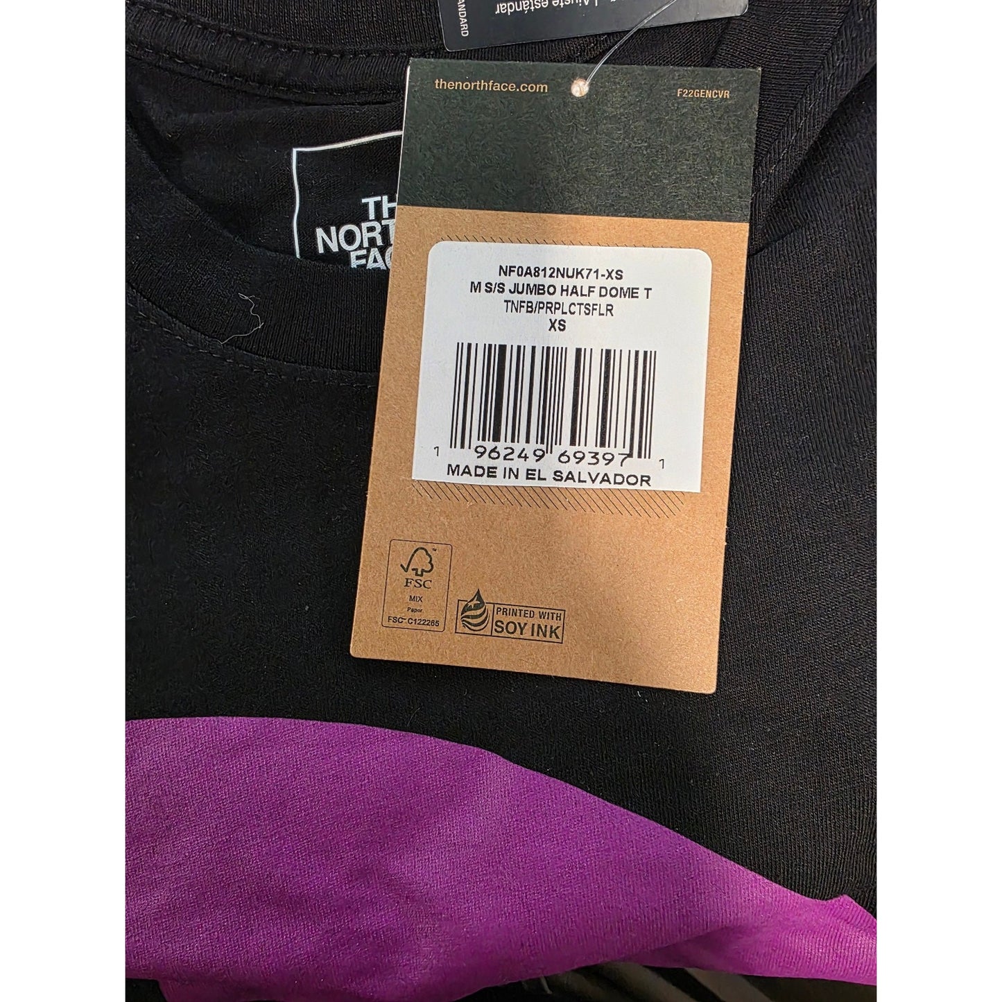 The North Face Mens Shirt Box Logo T-Shirt - Tnf Purple Black - X Small NWT