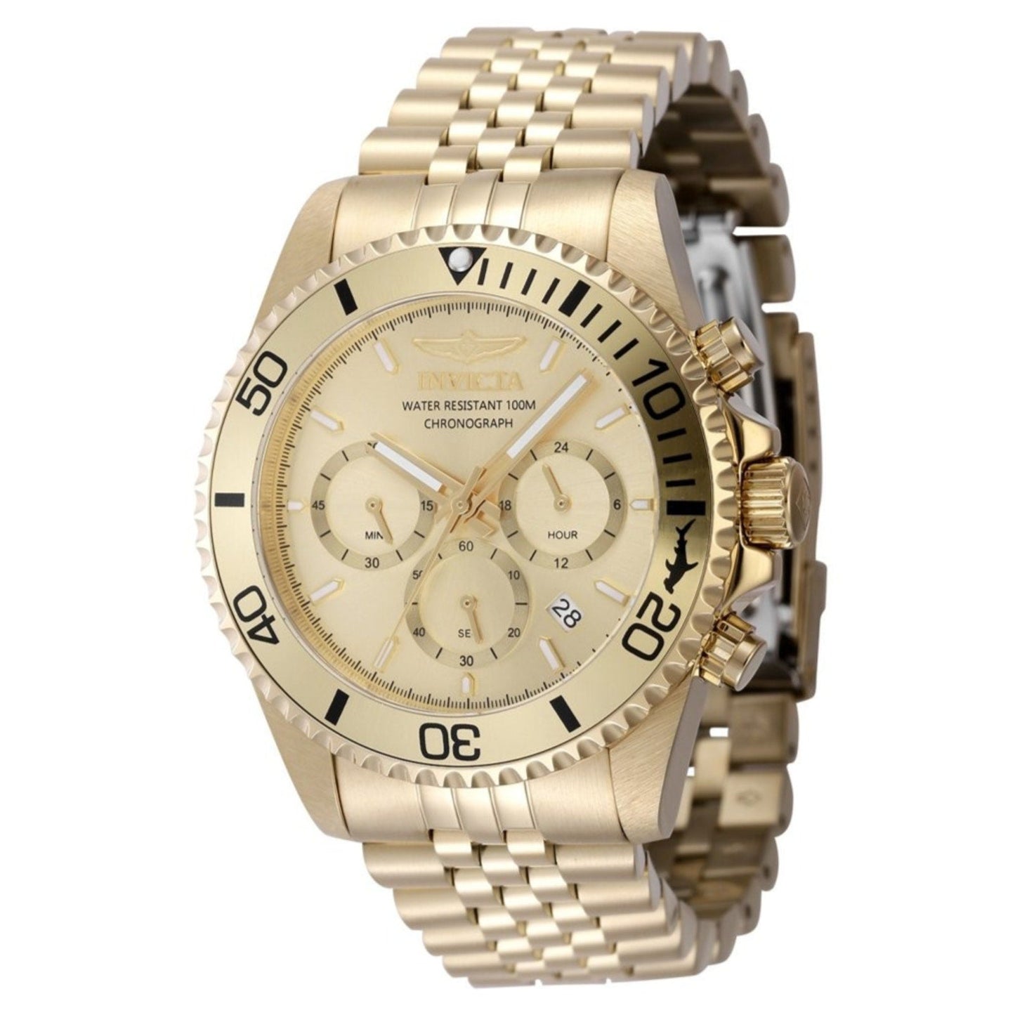 Invicta Pro Diver Titan Men's Luxury Watch Chrono Gold Dial - 43mm, Gold Invicta