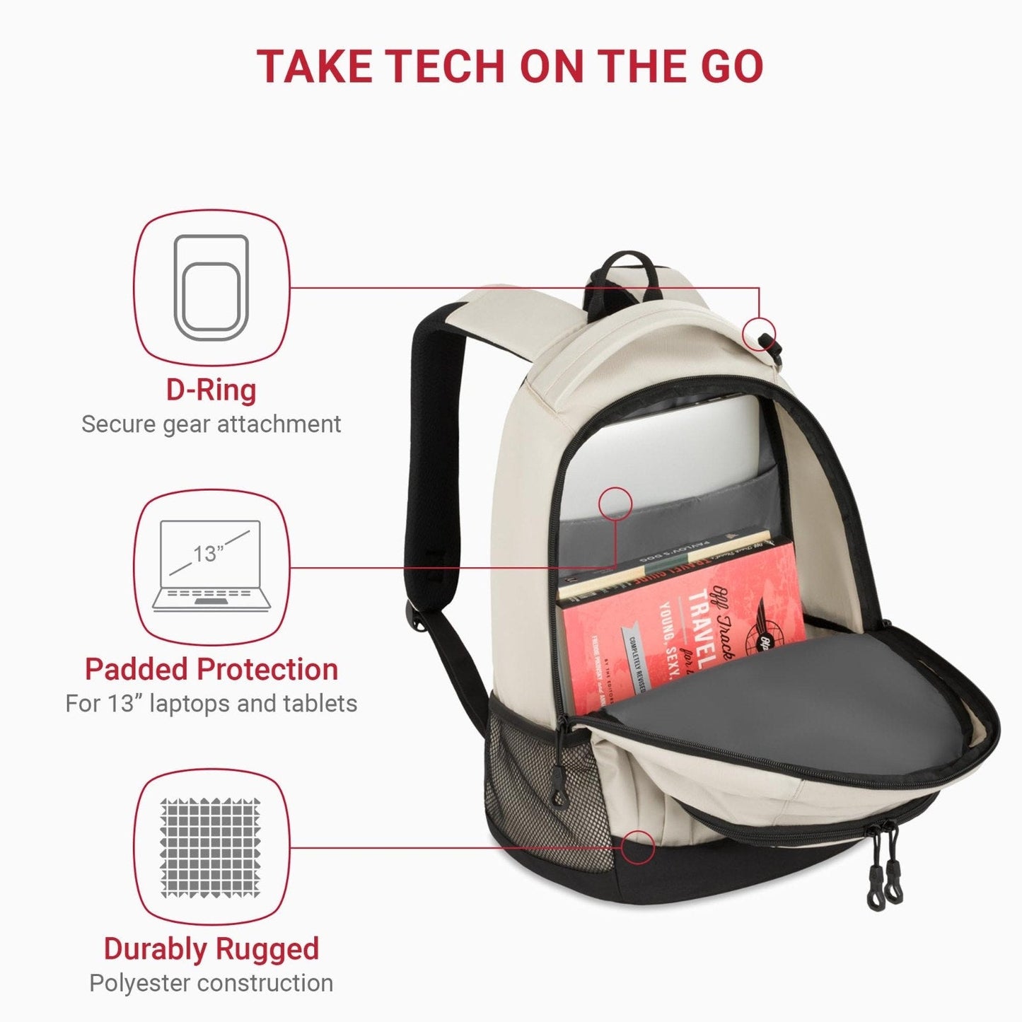 SwissGear 1186 Bungee Core Laptop Backpack 17 inch Cream/Black Special Edition SWISSGEAR
