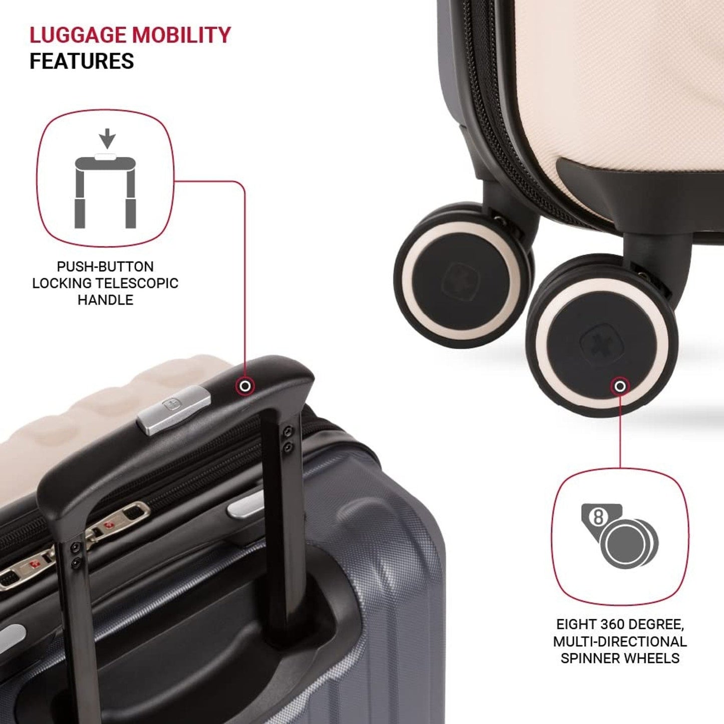 SwissGear 8028 Duet Carry On 19 Expandable Luggage Spinner Wheel Pink/Dark Grey SWISSGEAR