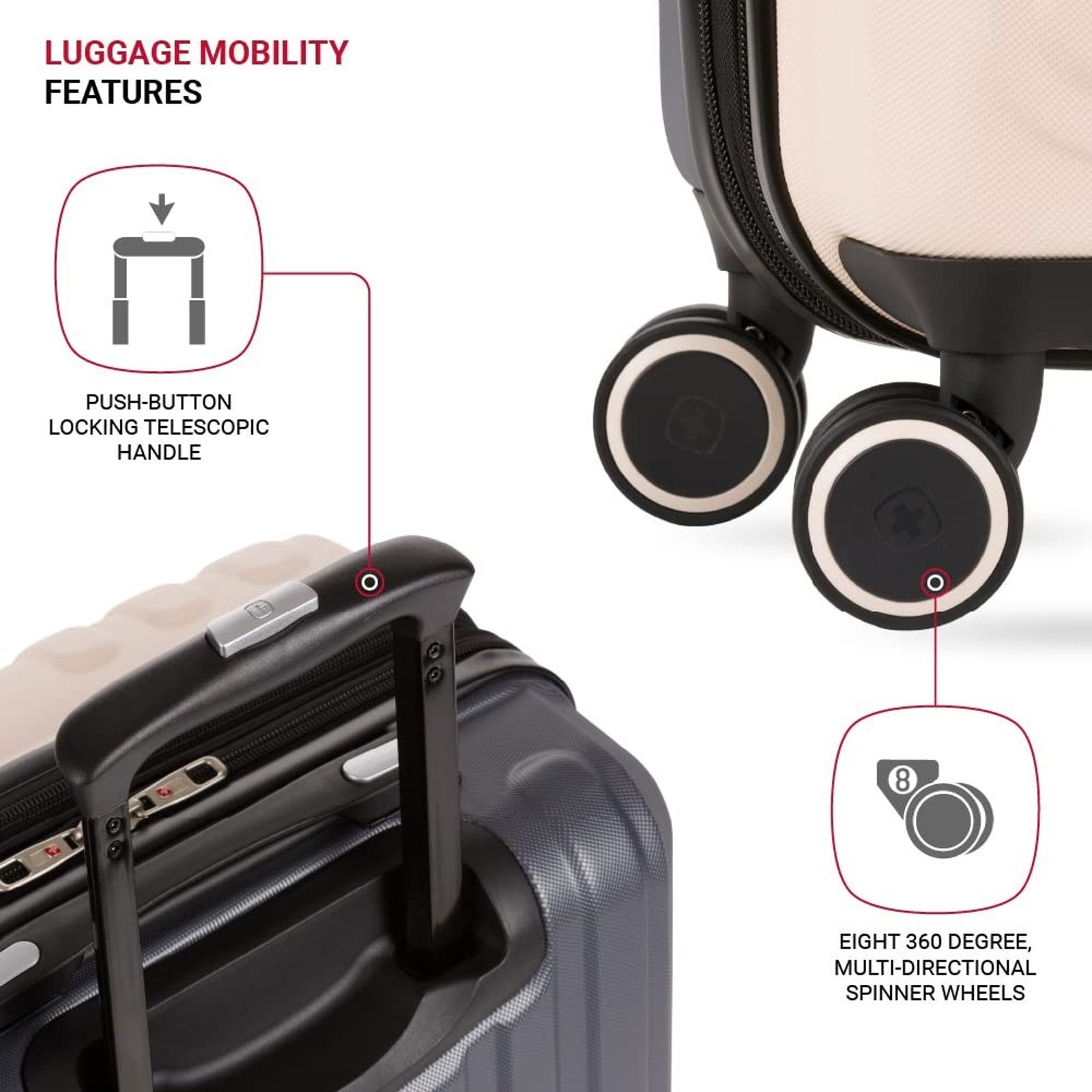 SwissGear 8028 Duet Carry On 19 Expandable Luggage Spinner Wheel Pink/Dark Grey SWISSGEAR