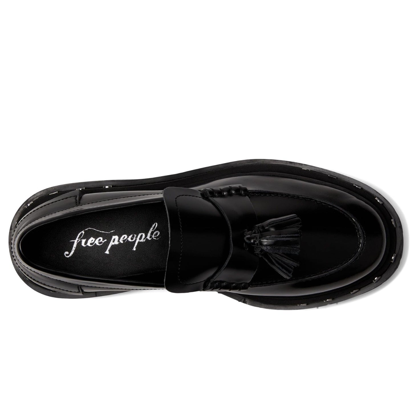 Free People Teagan Tassel Loafer Women's Shoes , Black Leather , US 9 M