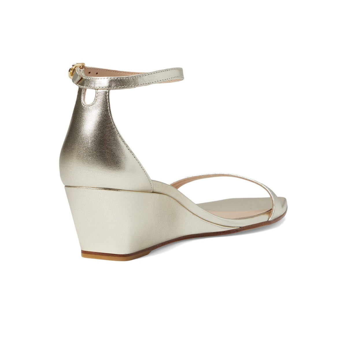 Stuart Weitzman Nudistcurve 50 Wedge Sandal Light Gold Size 9.5