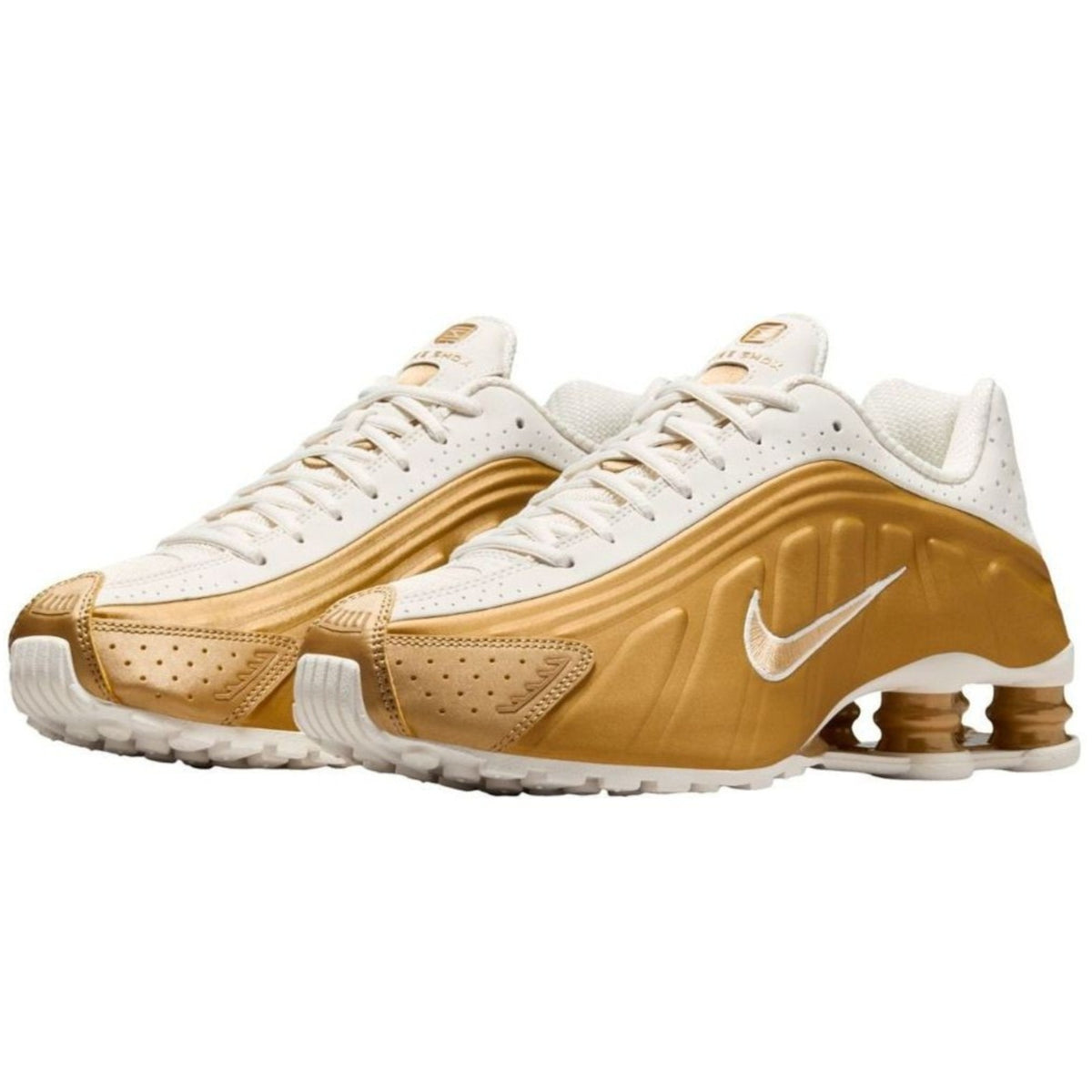 Nike Shox R4 Women’s Low Top Lace-Up Sneakers Metallic Gold AR3565-010 Size 9 M