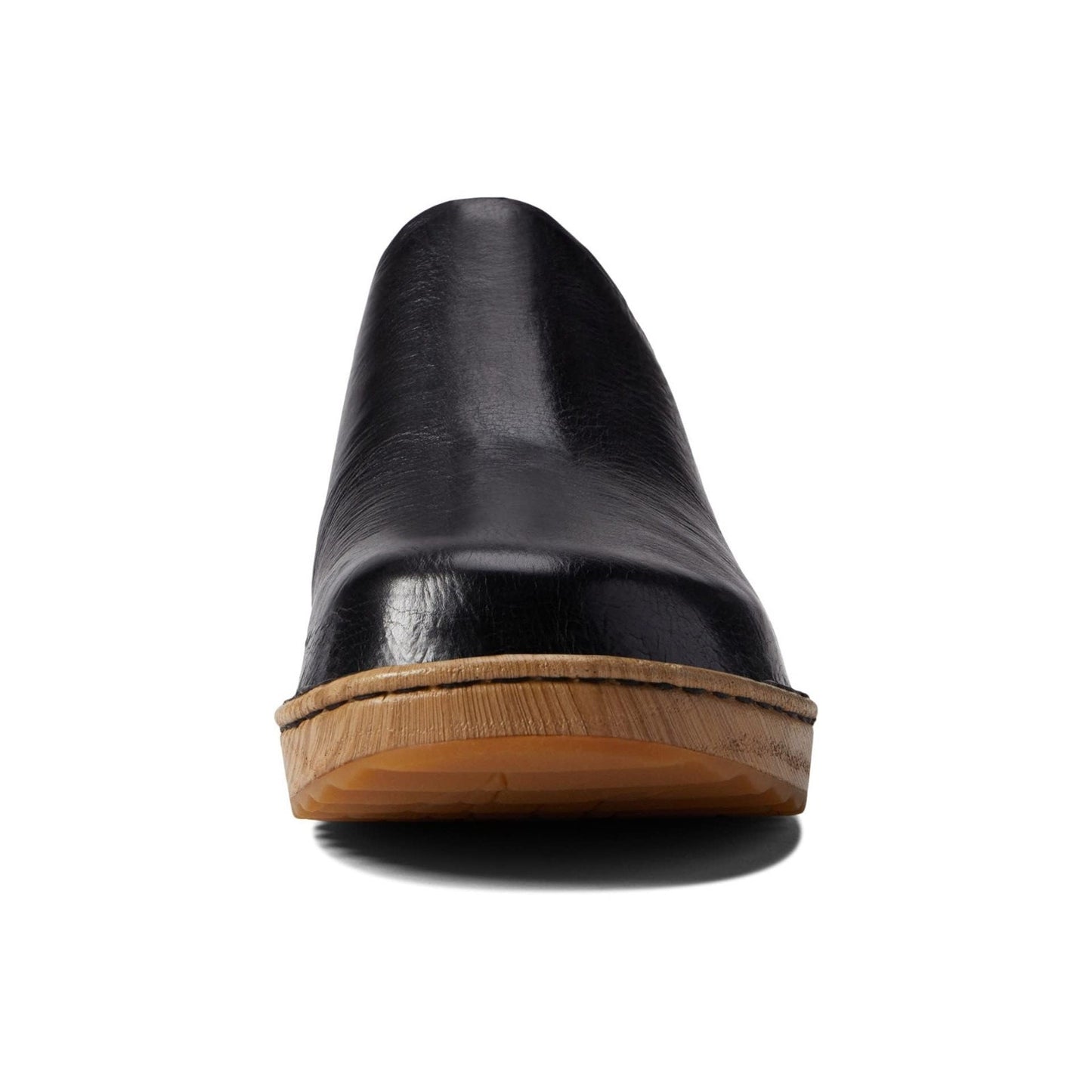 Born Andy Womens Leather Wooden Print Platform Clogs in Black US SIZE 8M