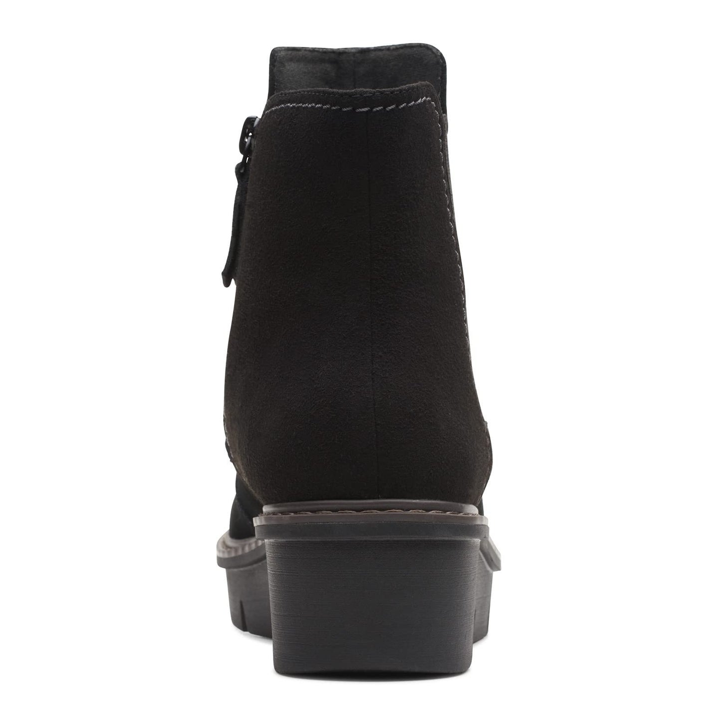 Clarks Airabell Style Ankle Boots Womens 8.5 M Wedge Zip Suede Black NEW