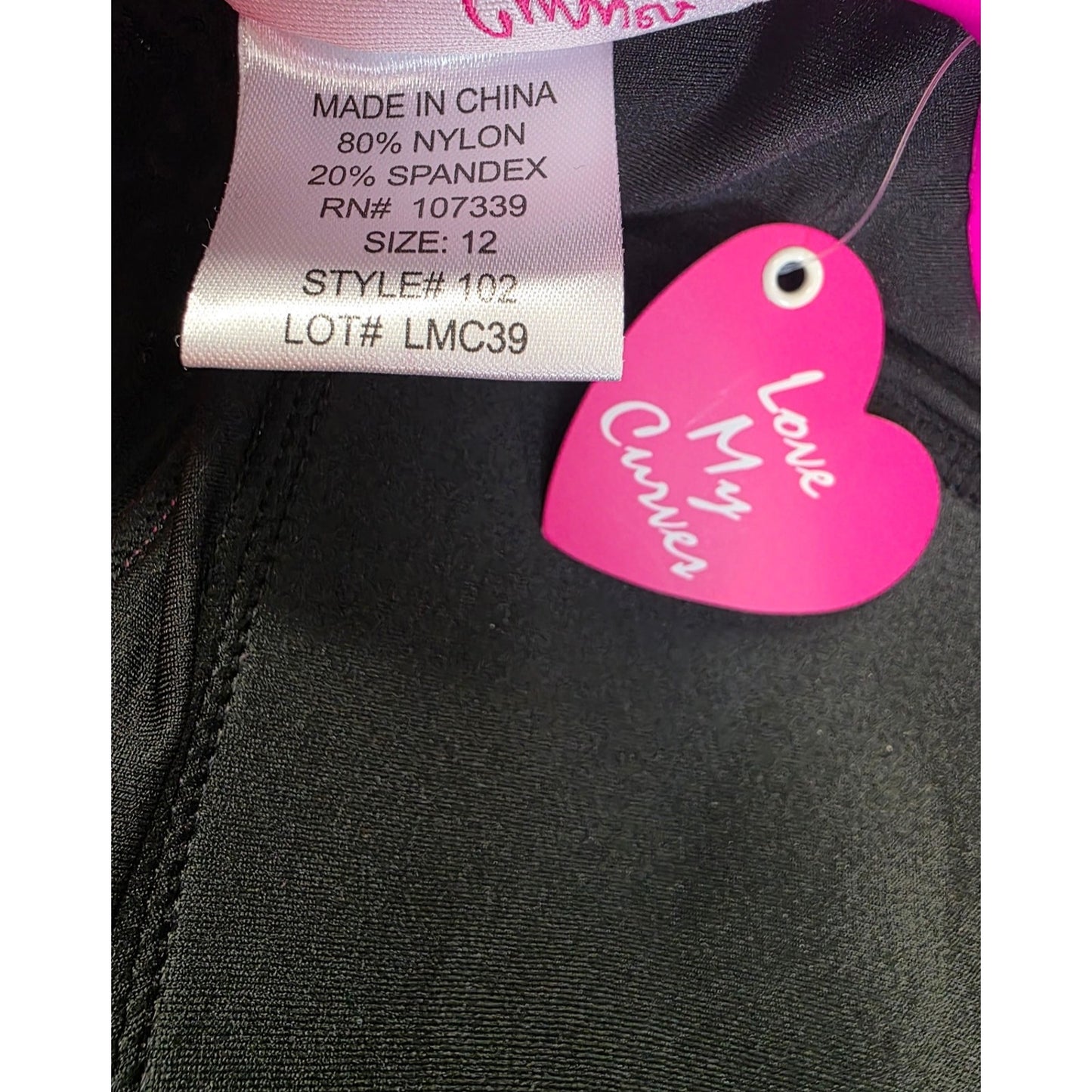 Love My Curves Women's One Piece Black Pink Dress Swimwear Size 12