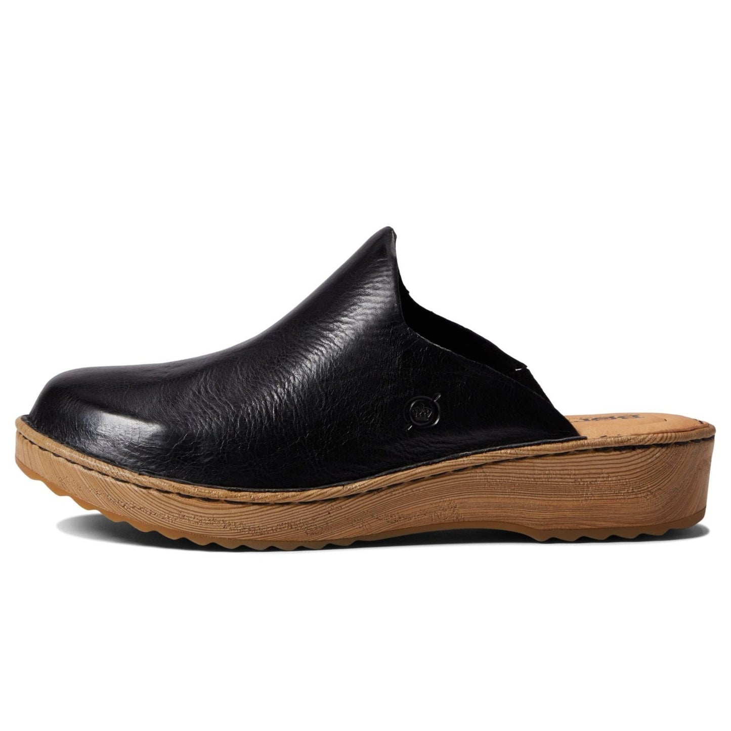 Born Andy Womens Leather Wooden Print Platform Clogs in Black US SIZE 8M