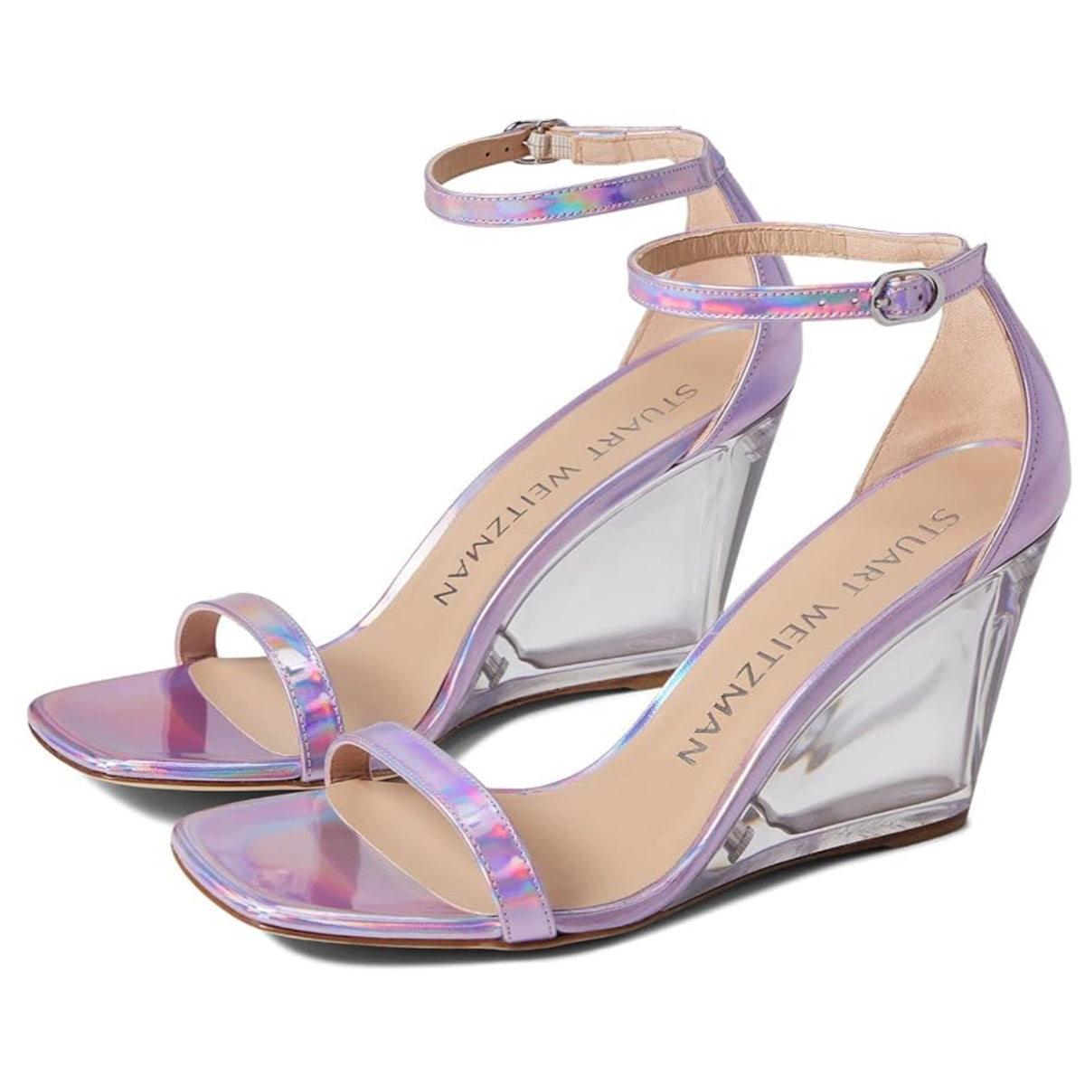 Stuart Weitzman nudistlucite 85 Women's sandals Wedge Amatista 9.5 B