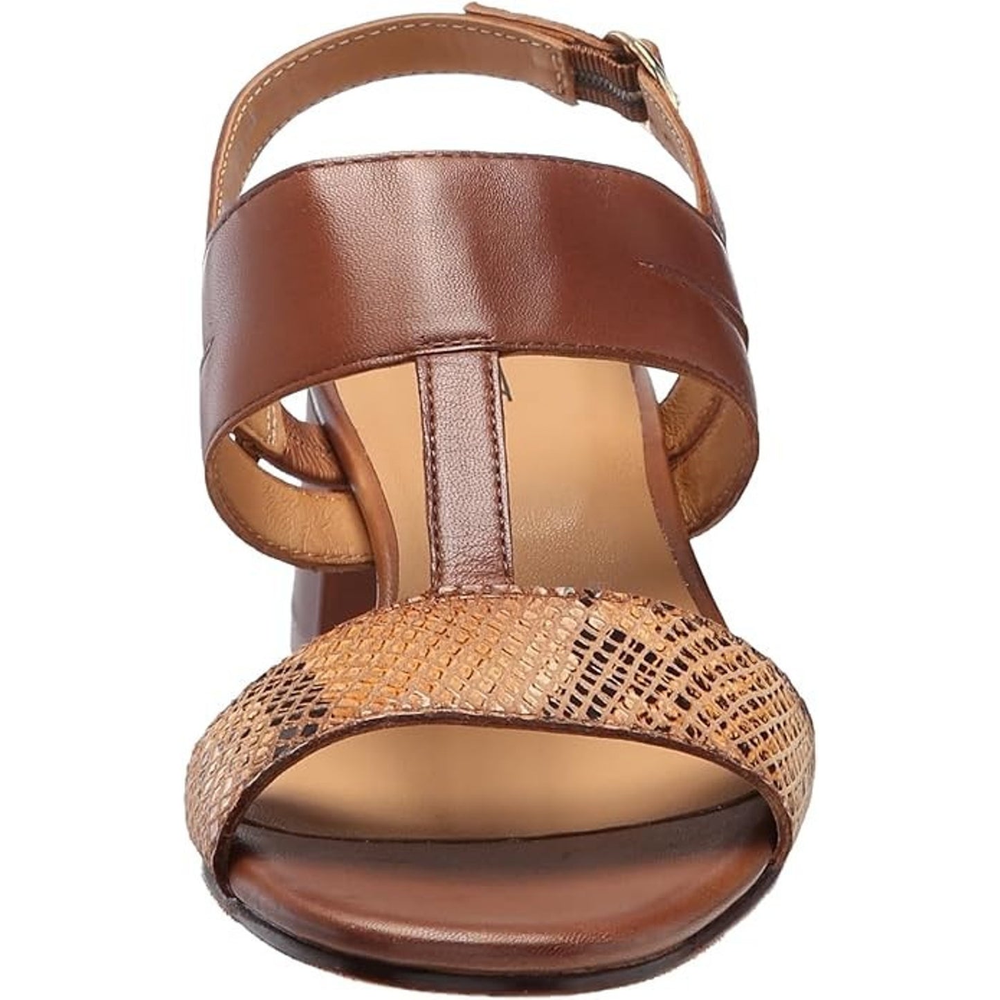 Trotters Larissa Open Toe Sling Back Heeled Sandals 10.5 Wide Luggage Leather
