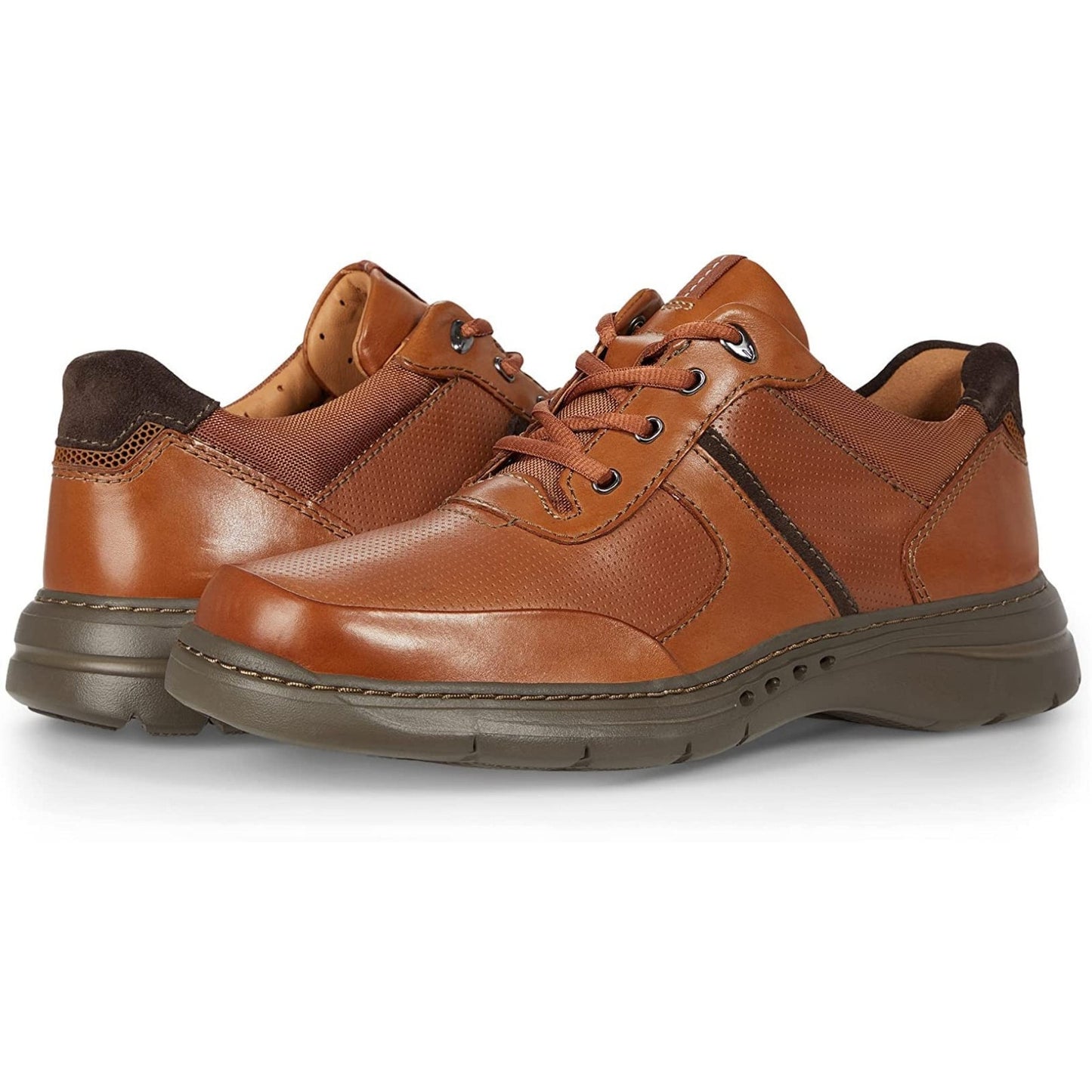 Clarks Men's Un Brawley Tie Oxfords, Dark Tan Leather Casual shoes Size 12 M