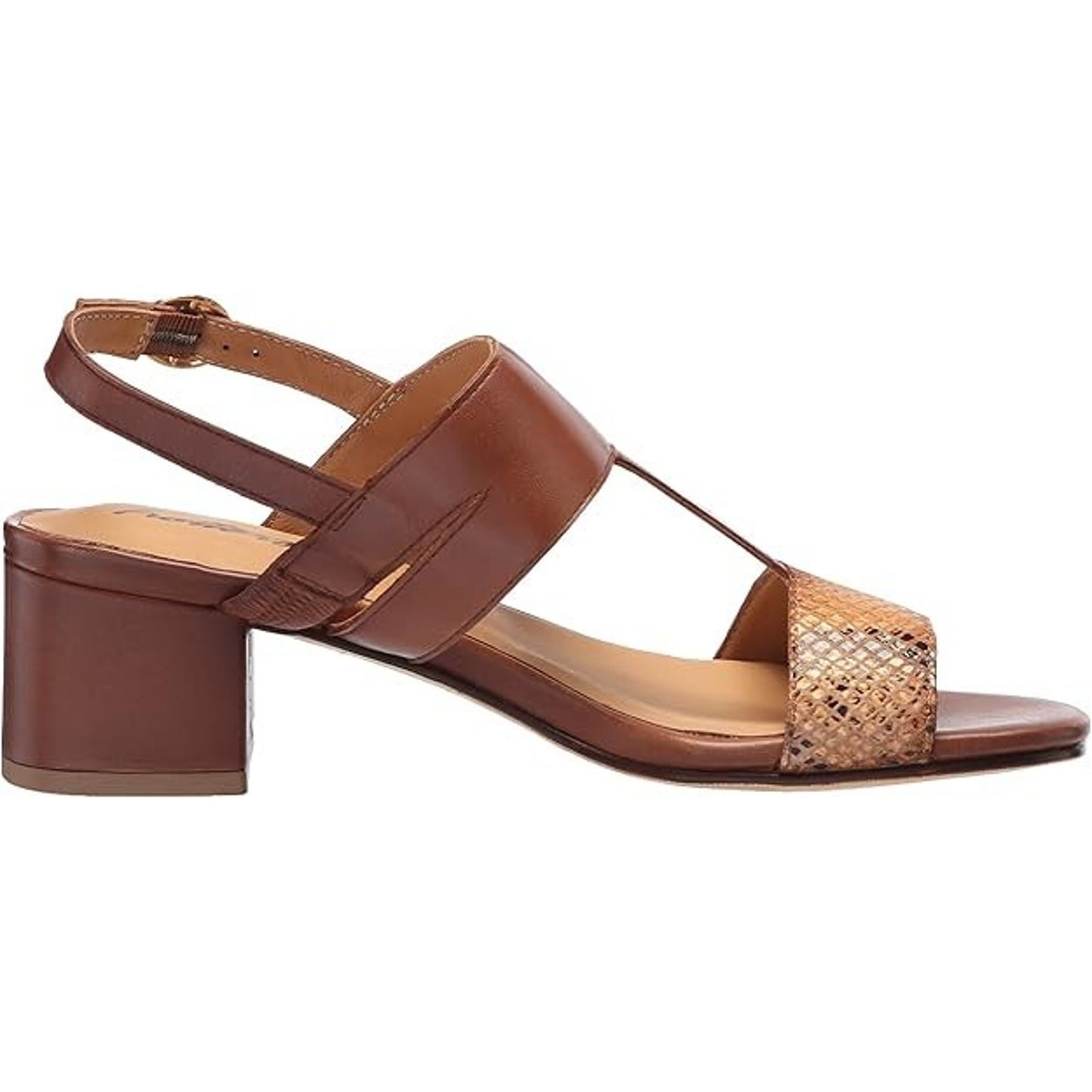 Trotters Larissa Open Toe Sling Back Heeled Sandals 10.5 Wide Luggage Leather