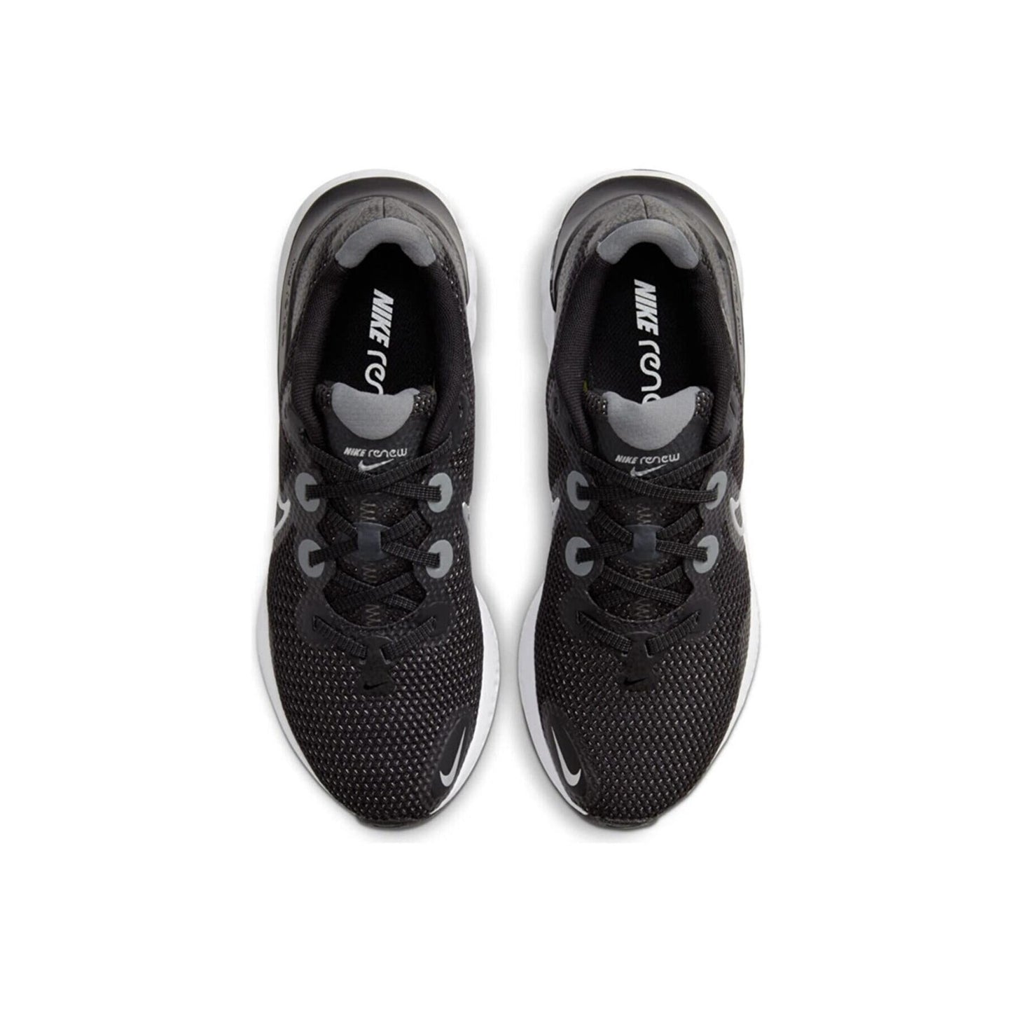 NIKE RENEW RUN LOW TRAINERS WOMEN SHOES Black Metallic Silver White Size 9 M