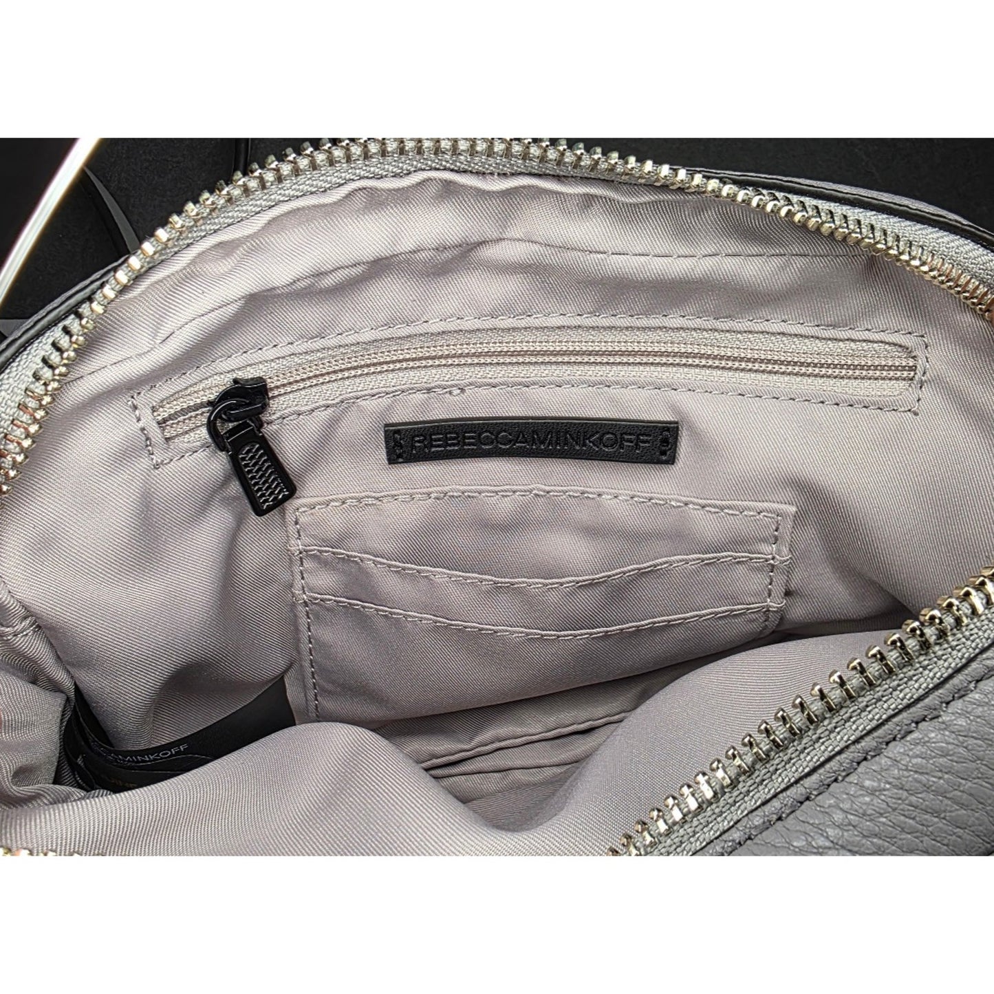 Rebecca Minkoff Leather Blythe Crossbody Bag Chain Gray