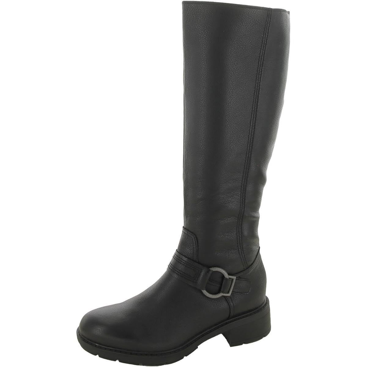 Clarks Hearth Rae Women's Black  Round Leather Heel Boot Size 8 M