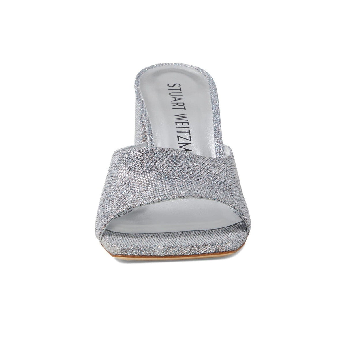 Stuart Weitzman Tia 85 Flareblock Slide Women's Sandals Silver 9.5 B