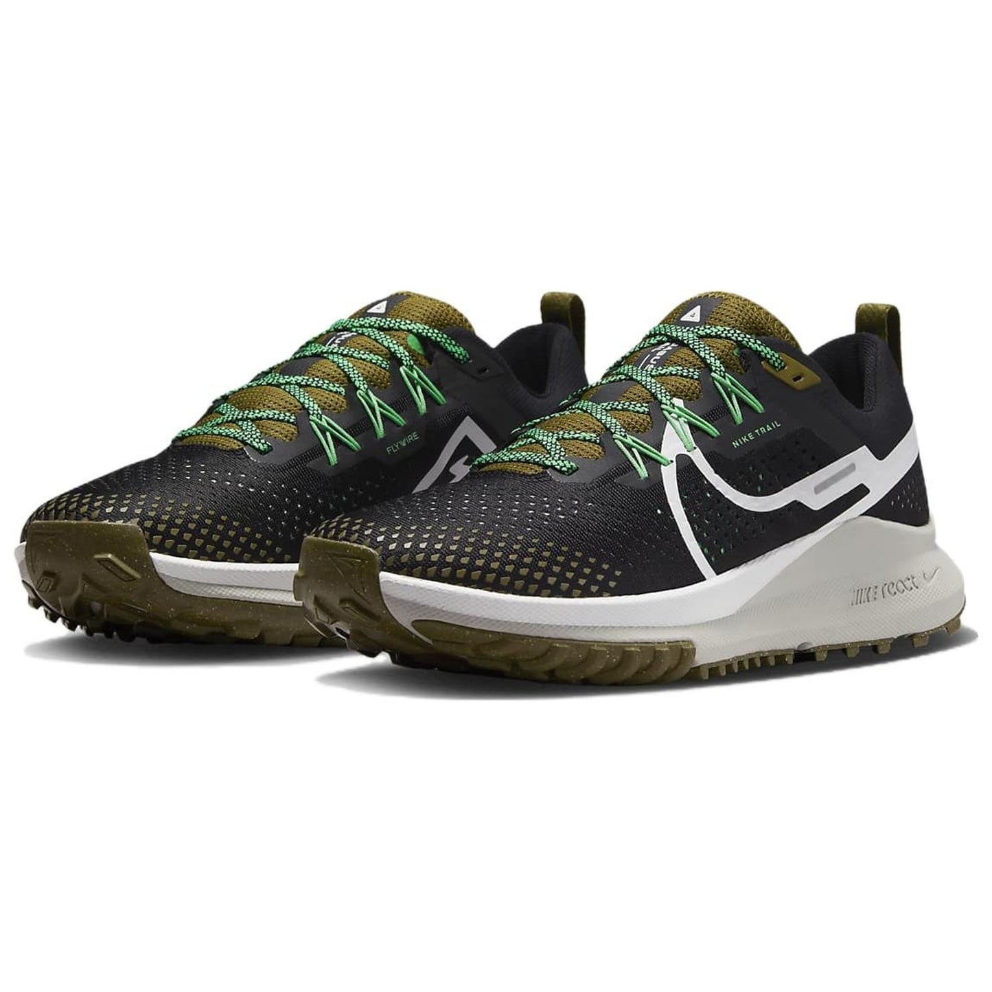 Nike React Pegasus Trail 4 Men Shoes Black/White-Olive Size 10 Men/11.5 Womens