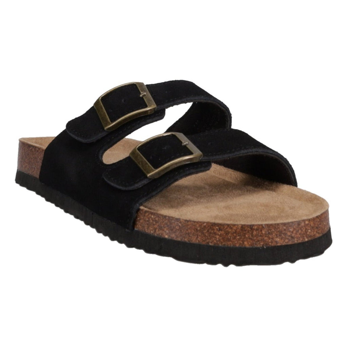 Khombu Ashville Womens Black Suede Buckle Slide Sandals Size 7 M