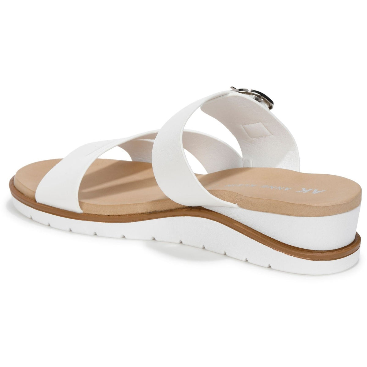 Anne Klein Lalasa Womens Wedge Sandal White Buckle Strap Size 8.5