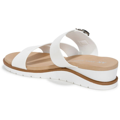 Anne Klein Lalasa Womens Wedge Sandal White Buckle Strap Size 8.5