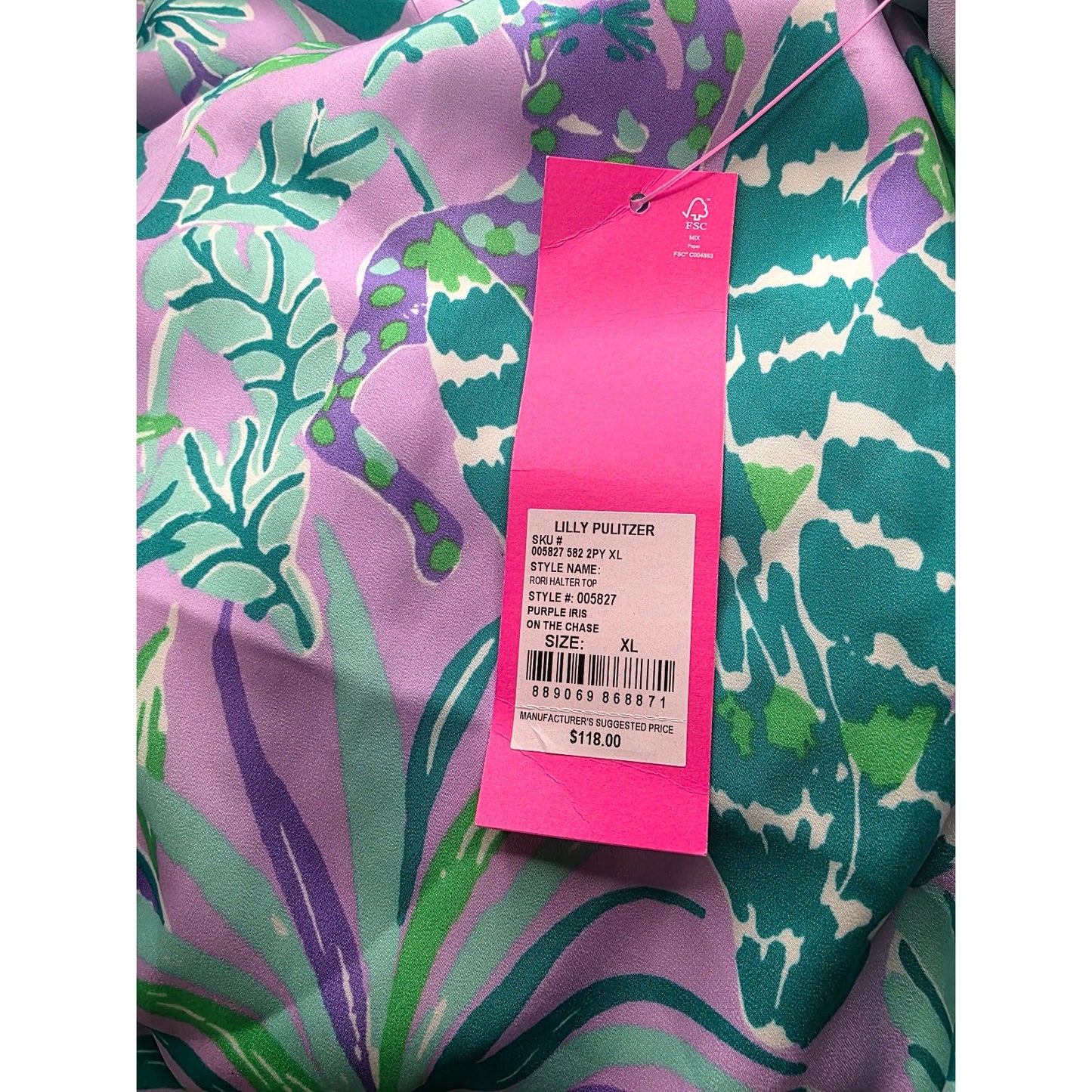 Lilly Pulitzer Women Rori Halter Neck Top Purple Iris Work Party Size X-Large