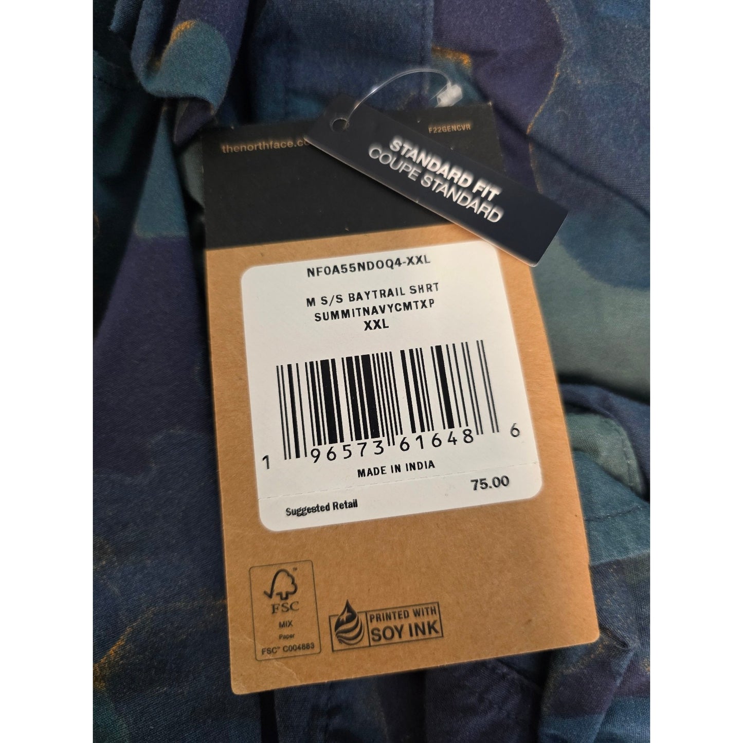 The North Face Baytrail Pattern Shirt Mens 2XL Summit Navy Camo Cotton Buttons