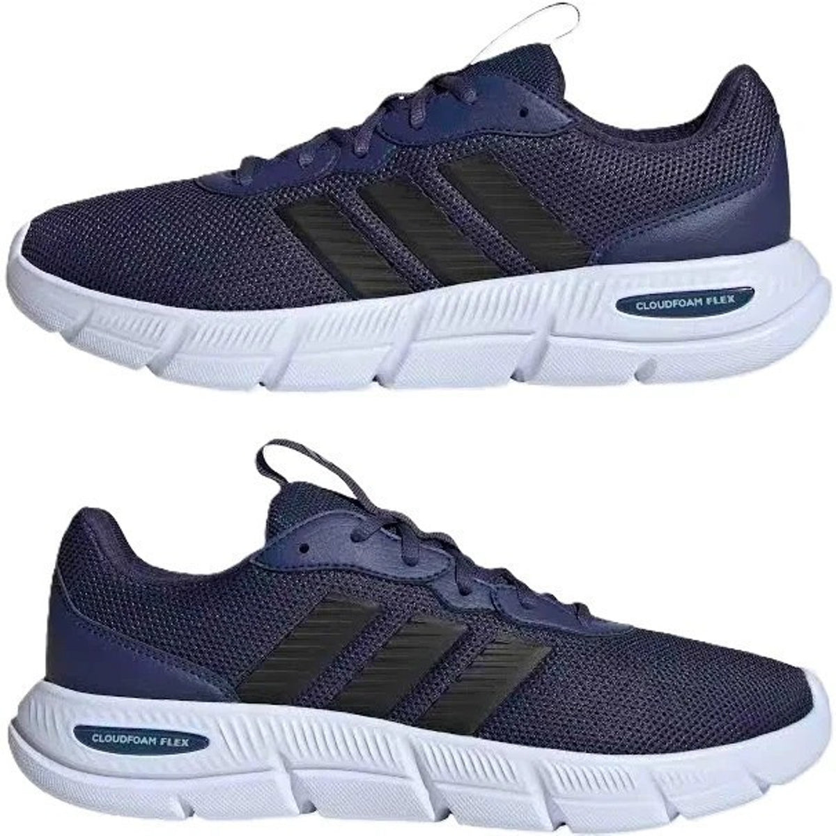 adidas Cloudfoam Flex Laces Men’s Everyday Wear Walking Shoes Navy 10 Wide Fit