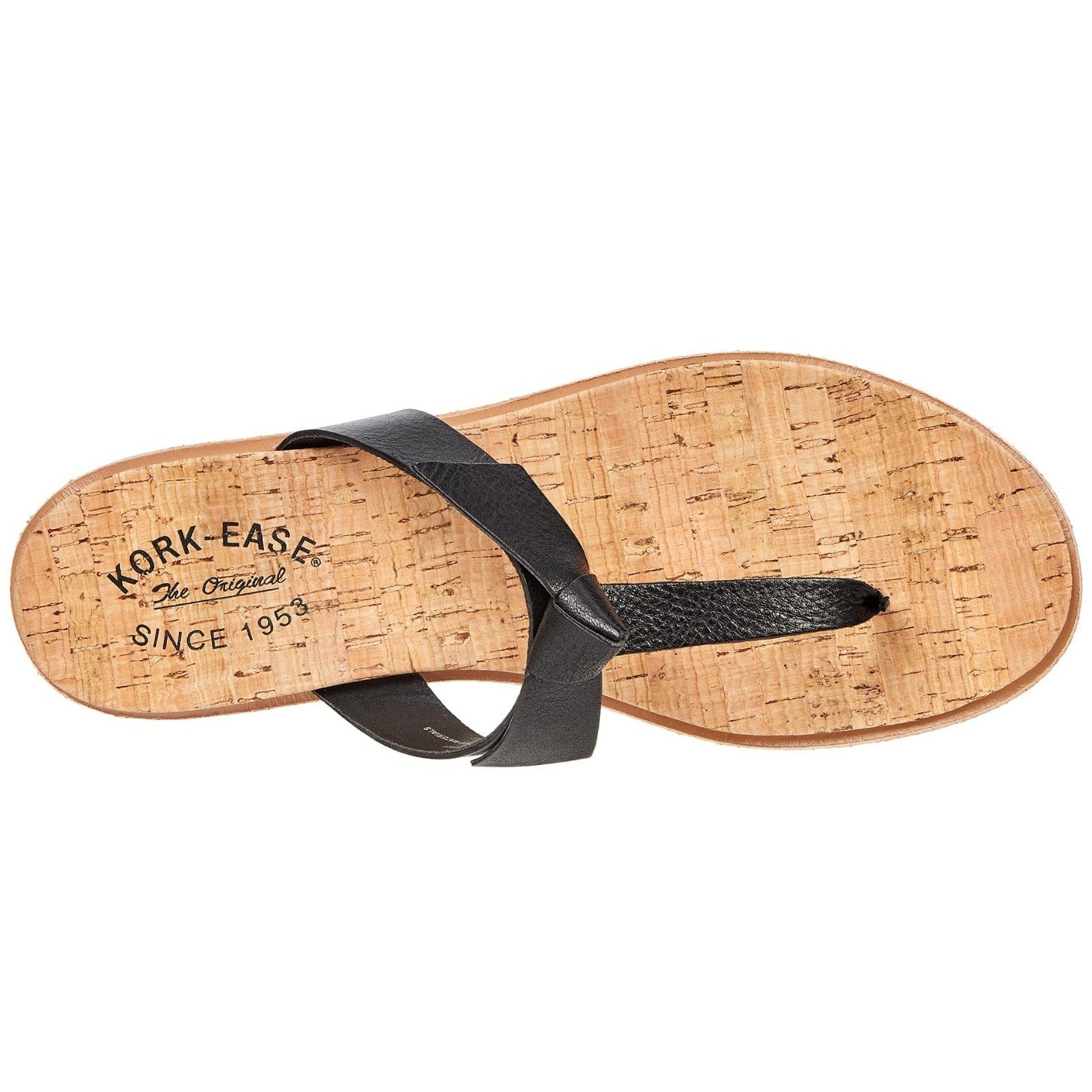 Kork-Ease Womens Blake T-Strap Leather Black Thong Sandals Shoes Size 9 Kork-Ease
