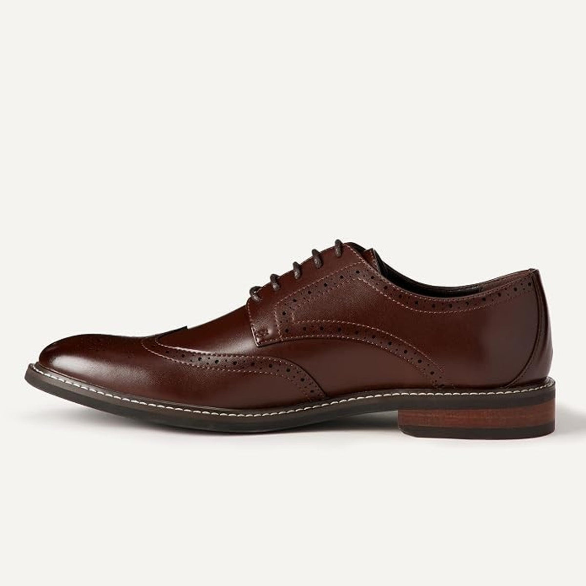 Amazon Essential Classic Men's Wingtip Toe Derby Dress Shoes Dark Tan Size 10 M