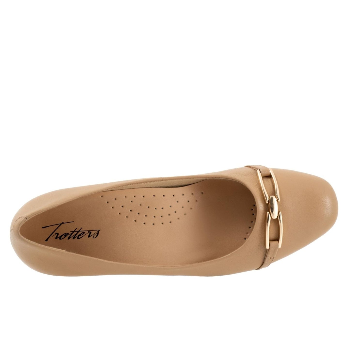 Trotters Dakota Womens Nude Leather Slip On Pumps Heels Shoes Size 8.5 Wide