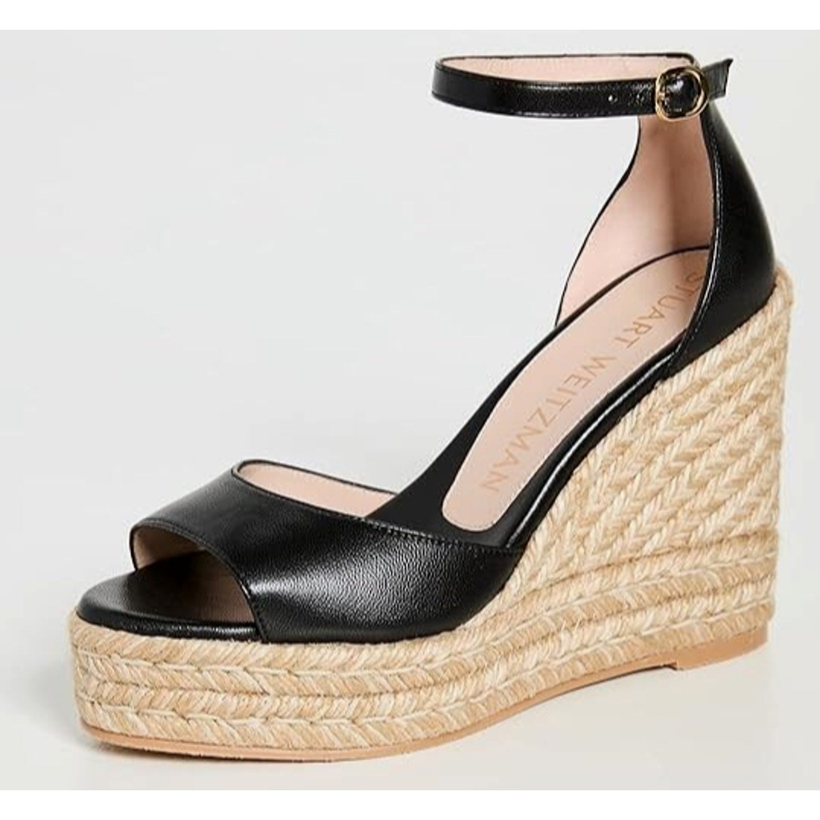 Stuart Weitzman Nudist Espadrille Wedge Sandal Black Size 8C Wide Stuart Weitzman