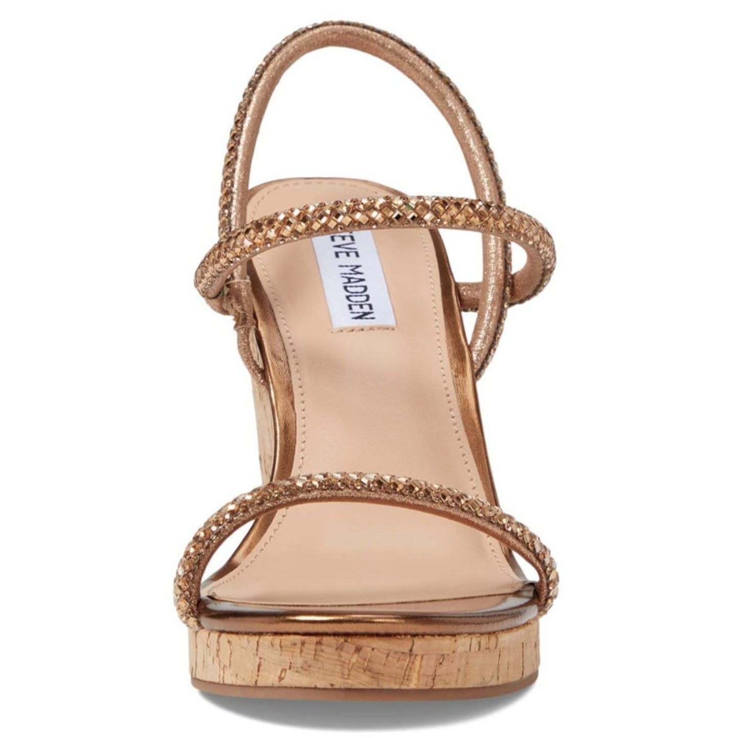 STEVE MADDEN Udell Morgan Rhinestone Wedge Sandals in Bronze 9.5 M