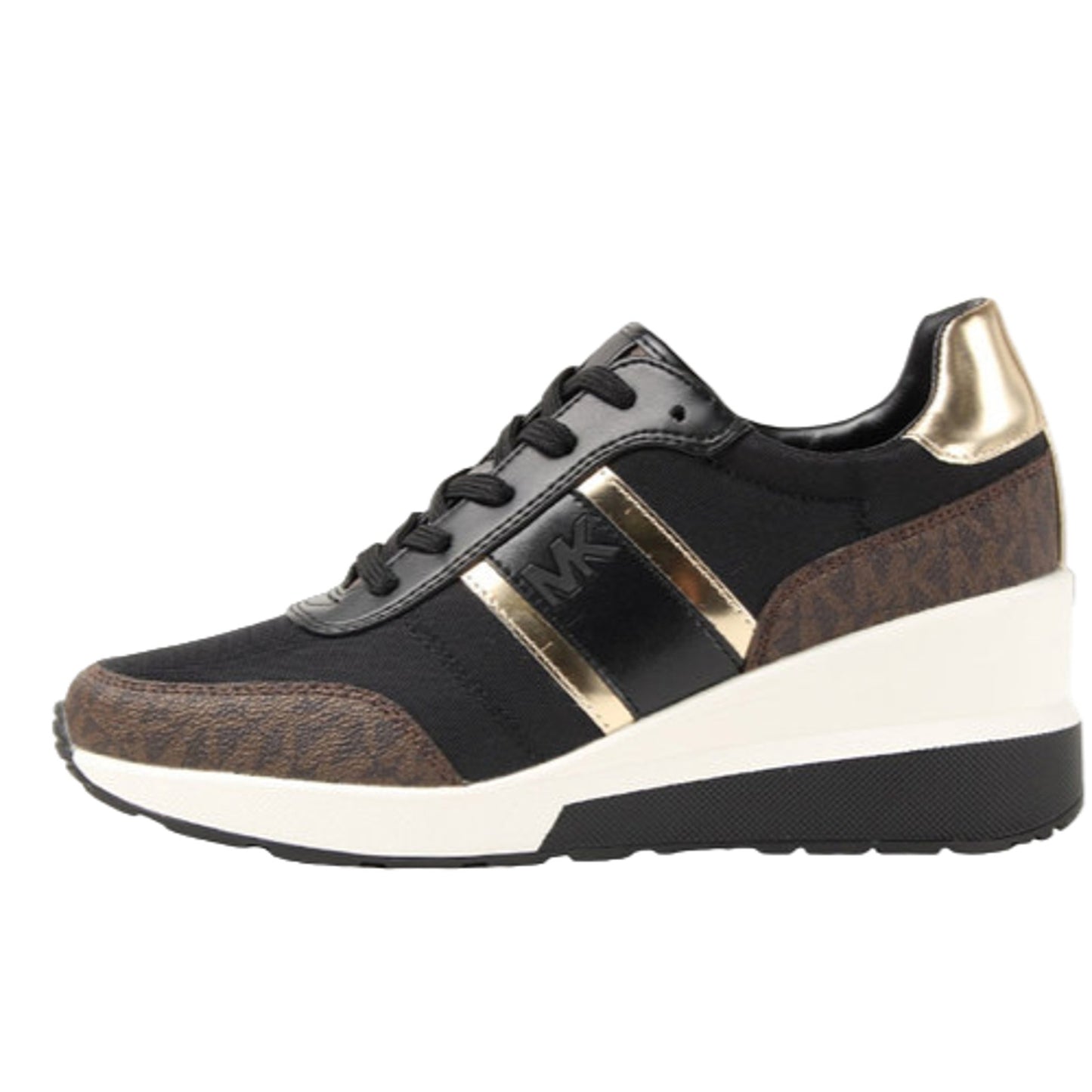 Michael Kors Women's Mabel Mixed-Media Trainer Black Brown Lace-Up 7 M