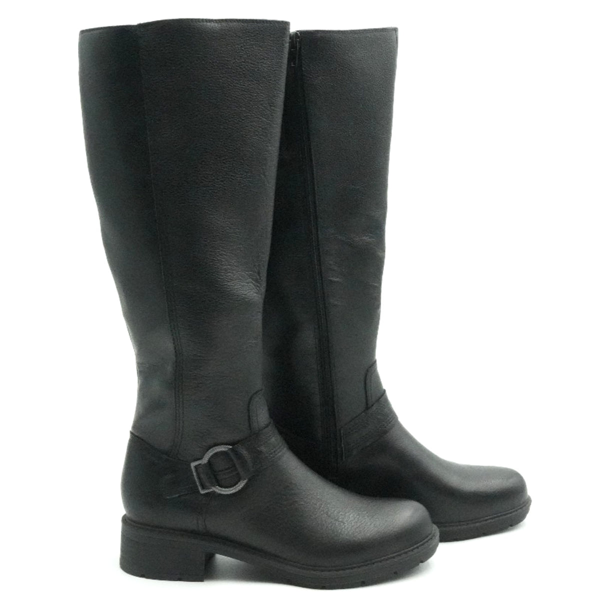 Clarks Hearth Rae Women's Black  Round Leather Heel Boot Size 8 M