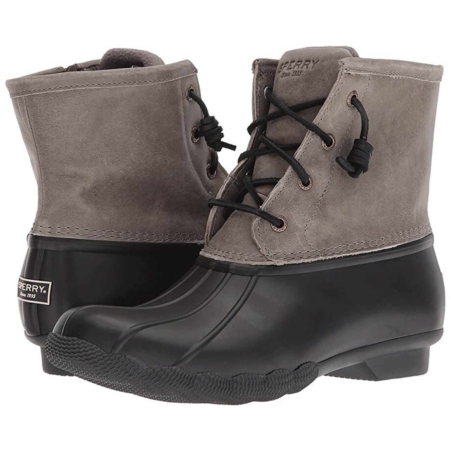 Sperry Womens Saltwater Sts81732 Gray & Black Waterproof Duck Boots Size 9.5